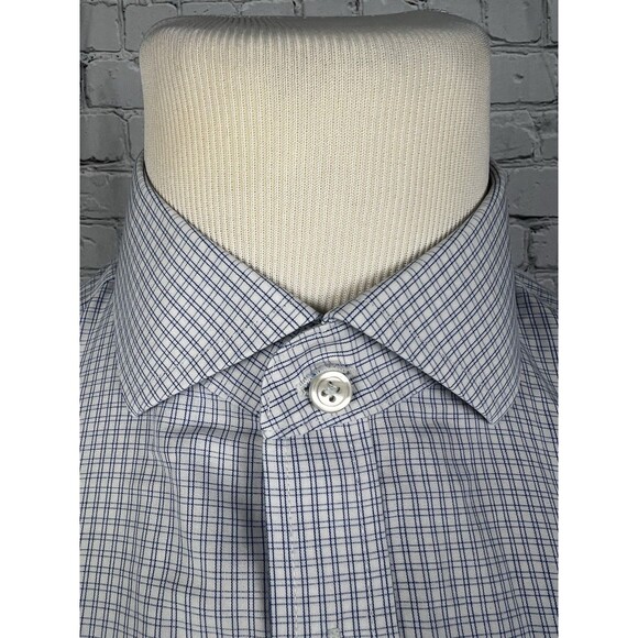 Charles Tyrwhitt Dress Shirt Mens 16 1/2-35 Slim Fit Blue,White Plaid Non-Iron - Picture 1 of 6